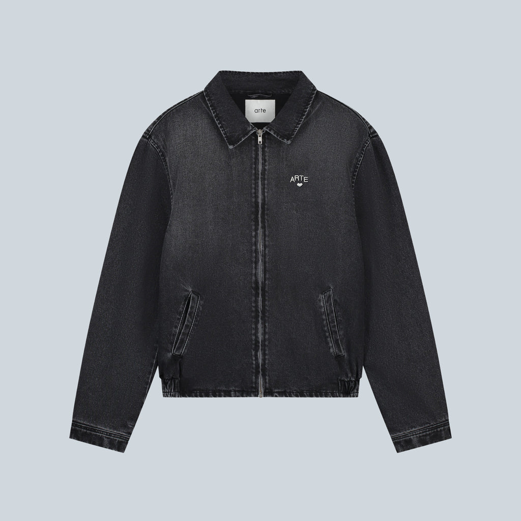 WASHED DENIM CLASSIC JACKET - BLACK