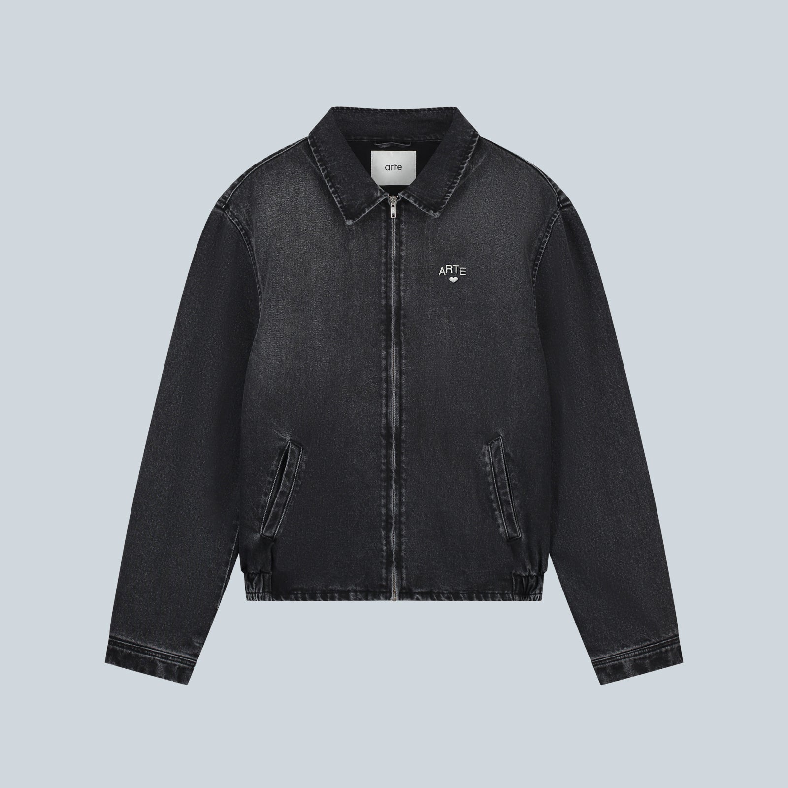 WASHED DENIM CLASSIC JACKET - BLACK