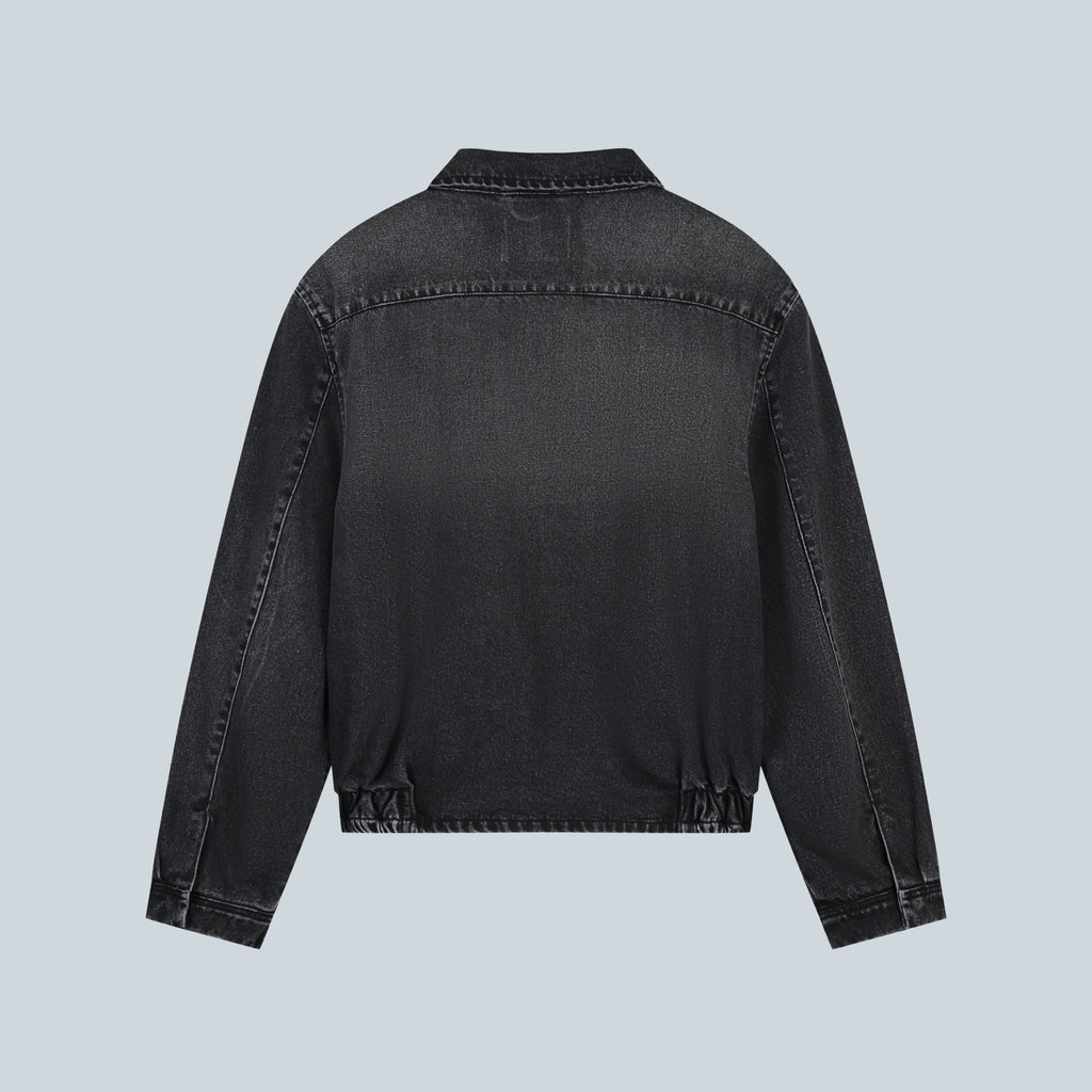 WASHED DENIM CLASSIC JACKET - BLACK