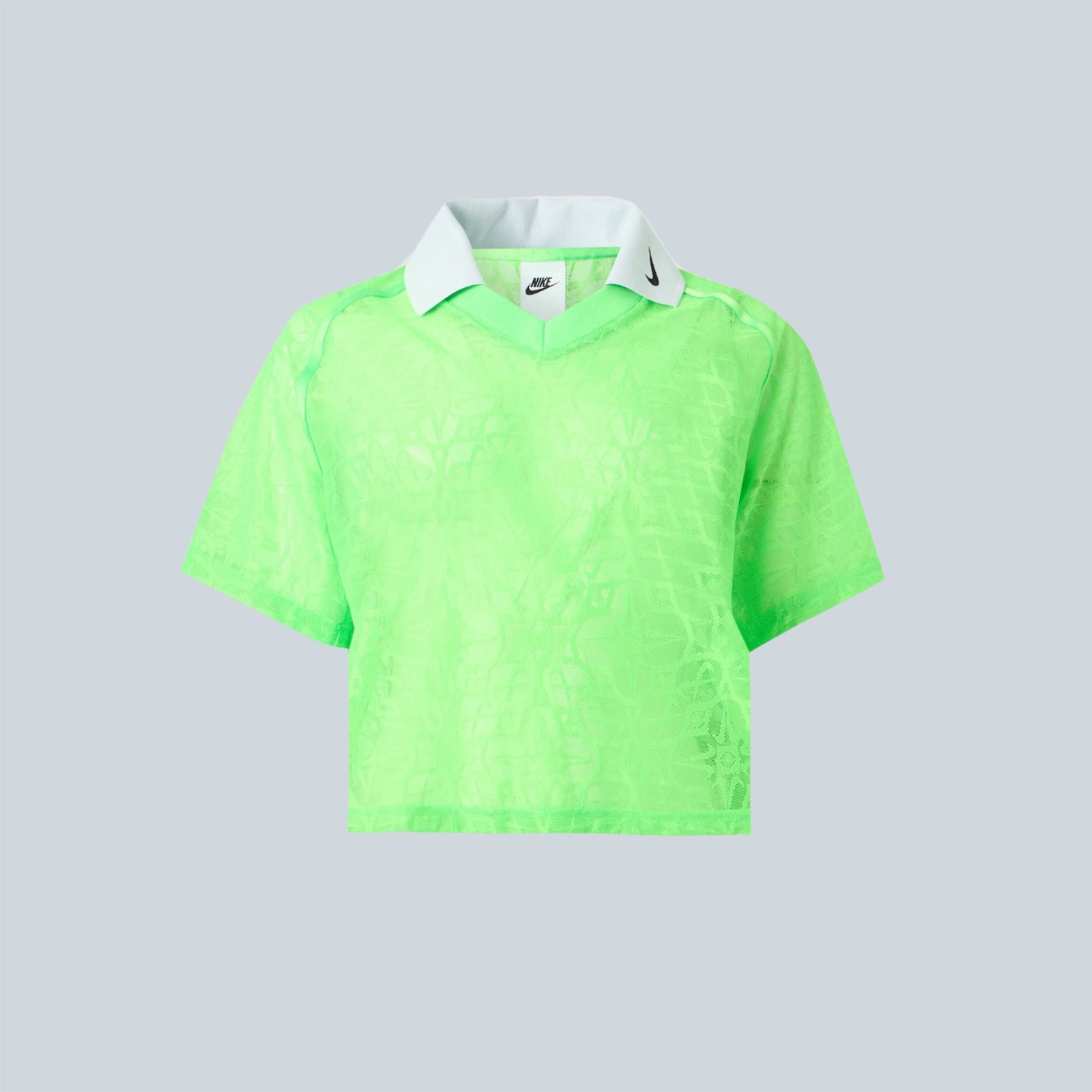 LOOSE LACE POLO JERSEY TOP - GREEN STRIKE