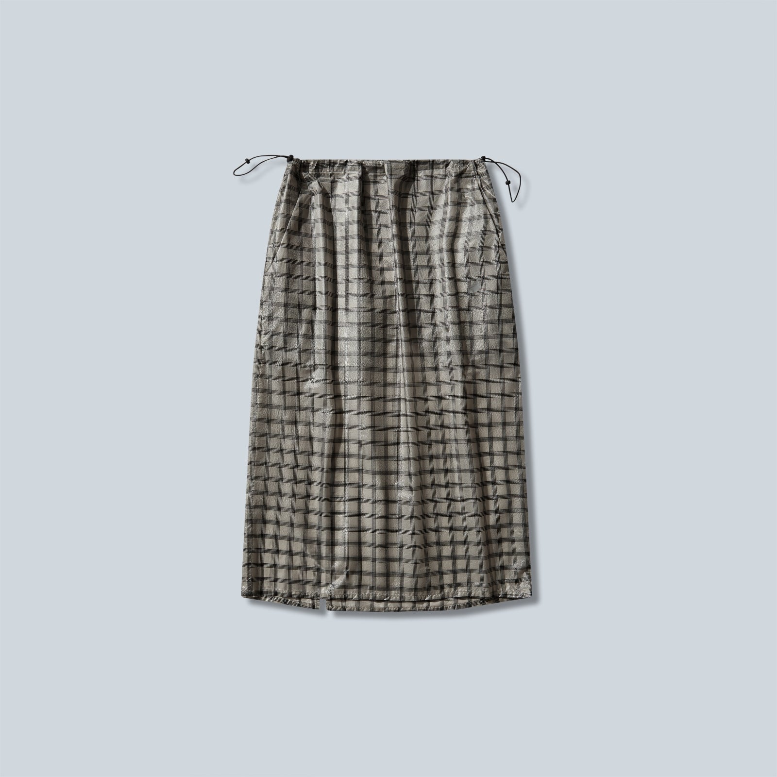 NIA SEE THROUGH PRINTED CHECK MID SKIRT - WHITE