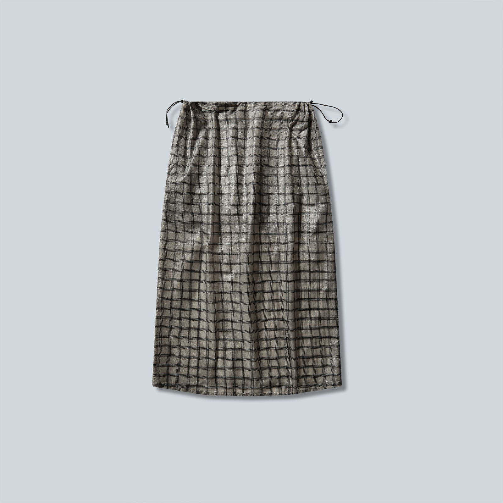NIA SEE THROUGH PRINTED CHECK MID SKIRT - WHITE