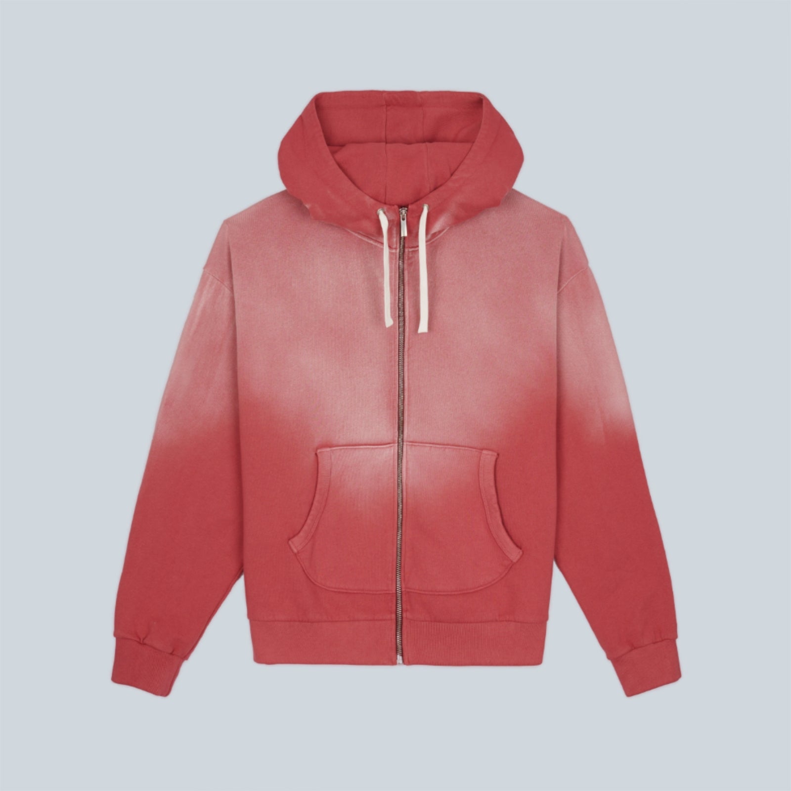 PADDED ELBOW ZIP-UP HOODIE - BRICK