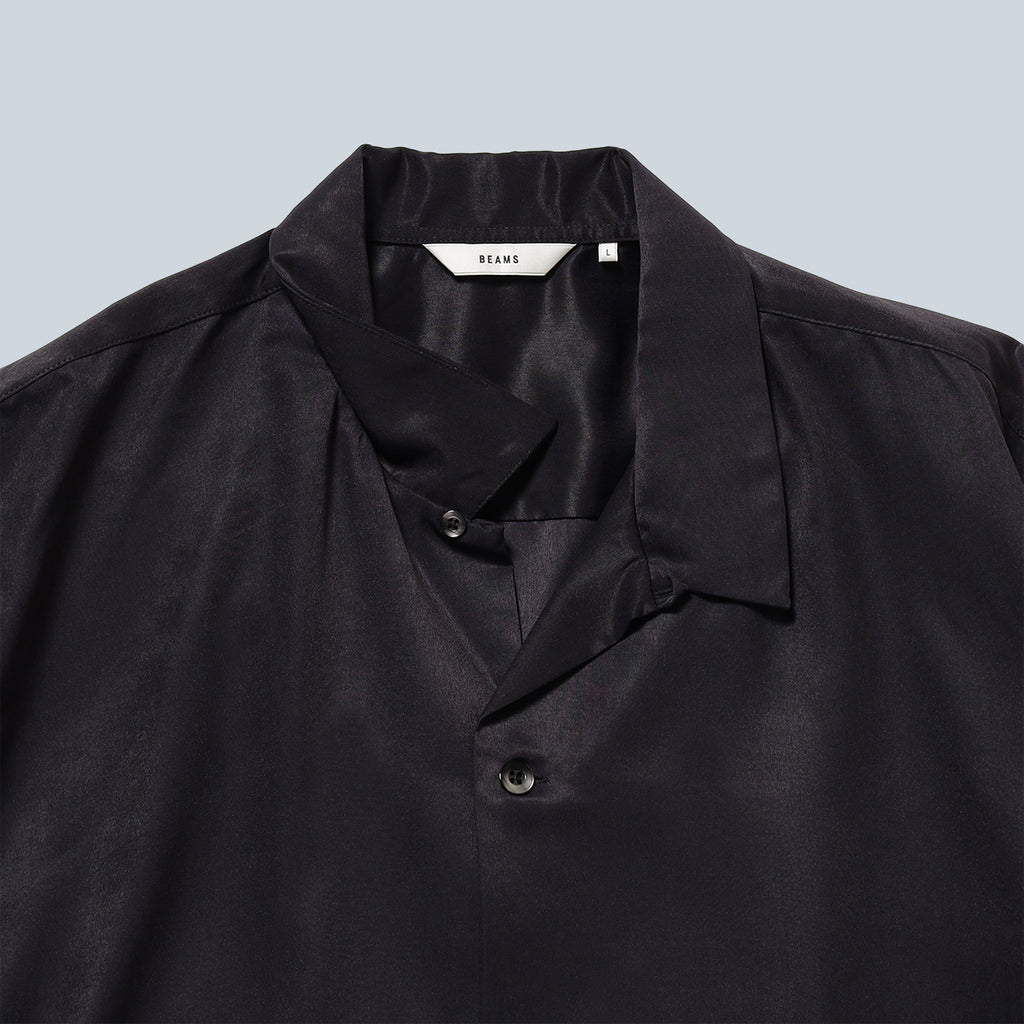 PRINT OPEN COLLAR SHIRT - BLUE