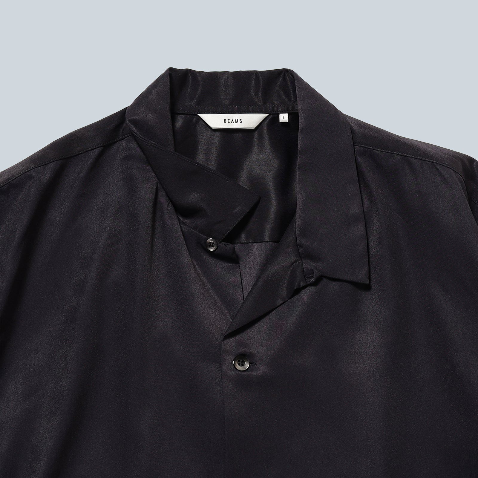 PRINT OPEN COLLAR SHIRT - BLUE