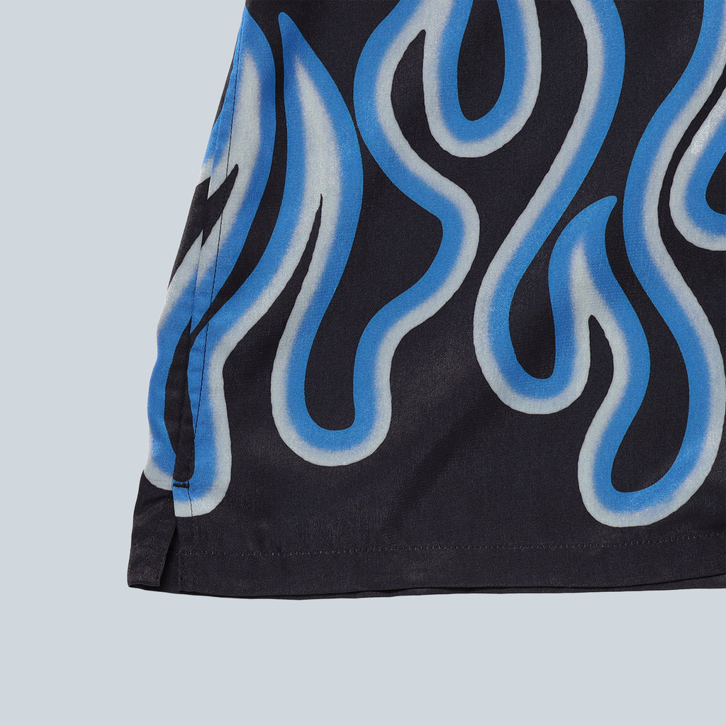 PRINT OPEN COLLAR SHIRT - BLUE