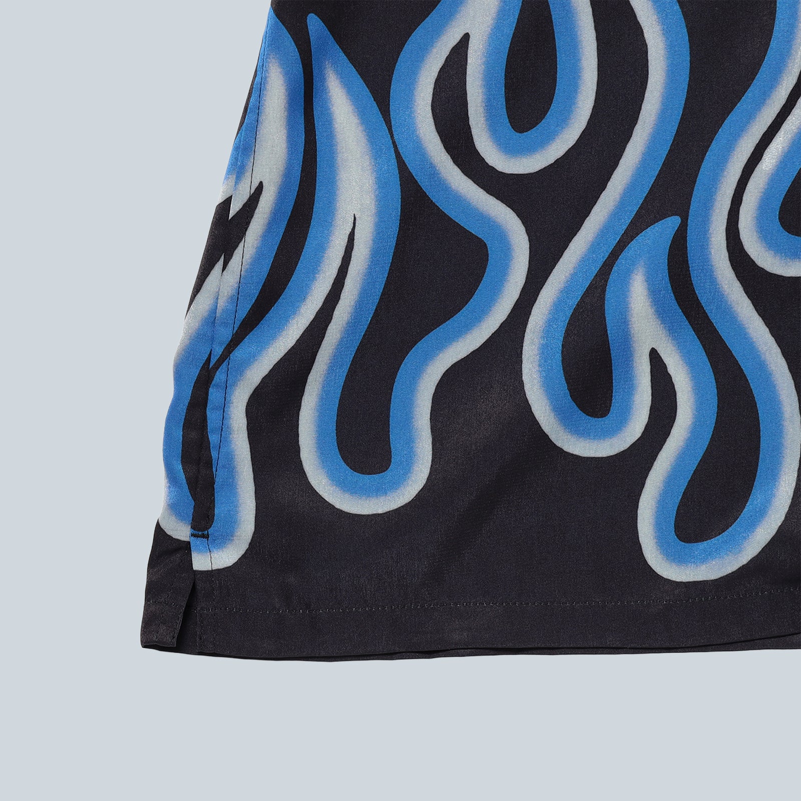 PRINT OPEN COLLAR SHIRT - BLUE