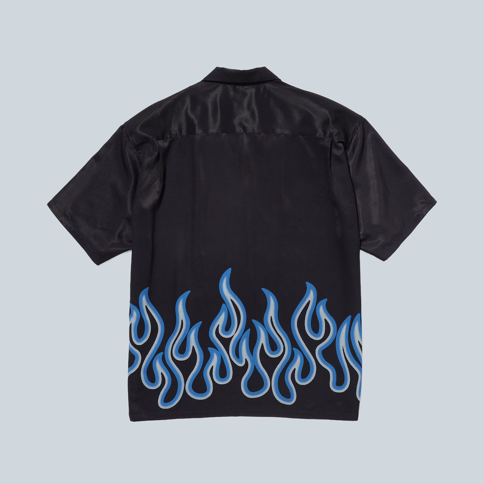 PRINT OPEN COLLAR SHIRT - BLUE
