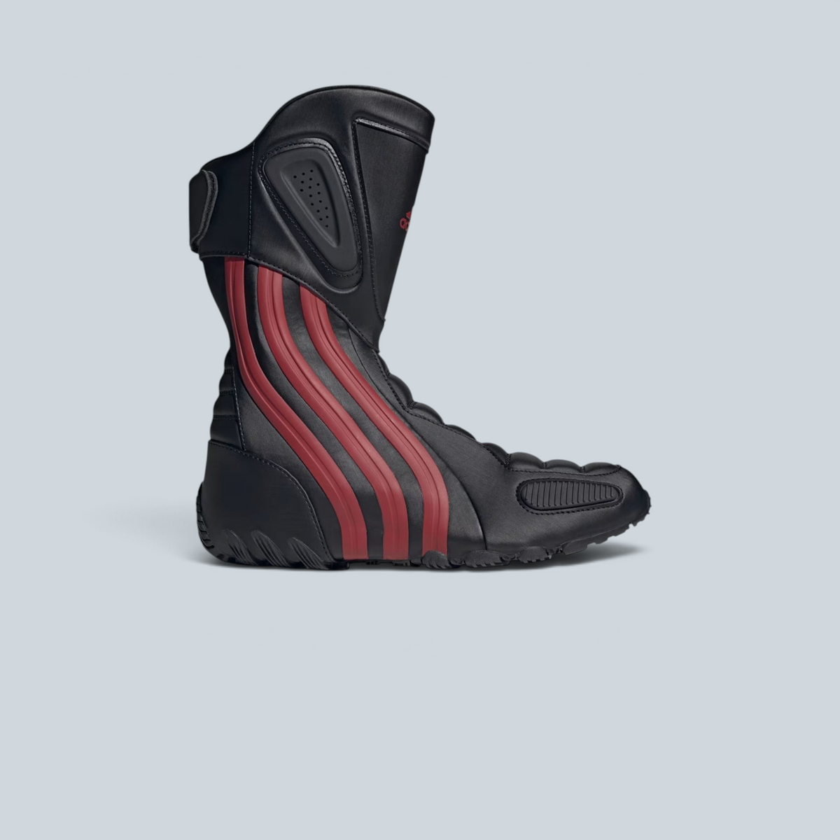 Baskets montantes Saison Adidas Ghost Moto Mid en cuir noir avec détails rouges et design inspiré de la moto