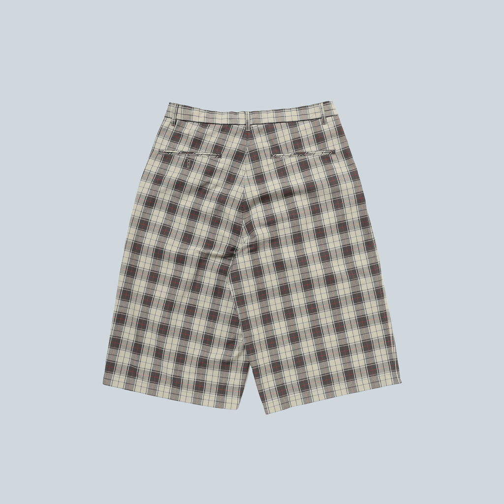 CHECK SHORTS - BEIGE