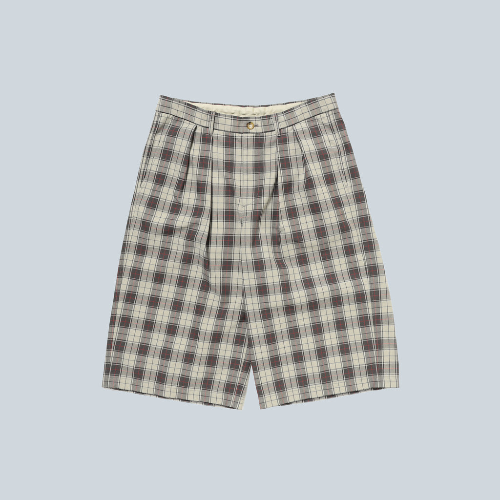 CHECK SHORTS - BEIGE