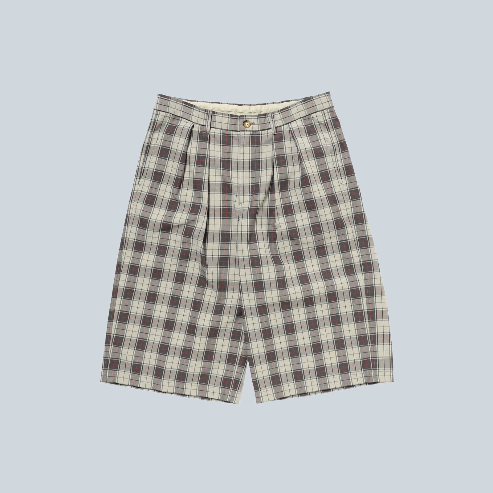 CHECK SHORTS - BEIGE