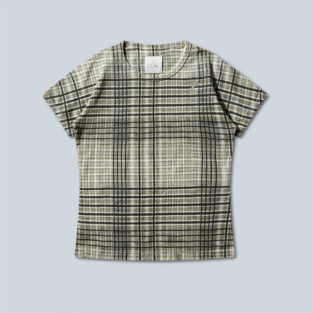 TABA PRINTED CHECK BABY TEE - SAGE GREEN