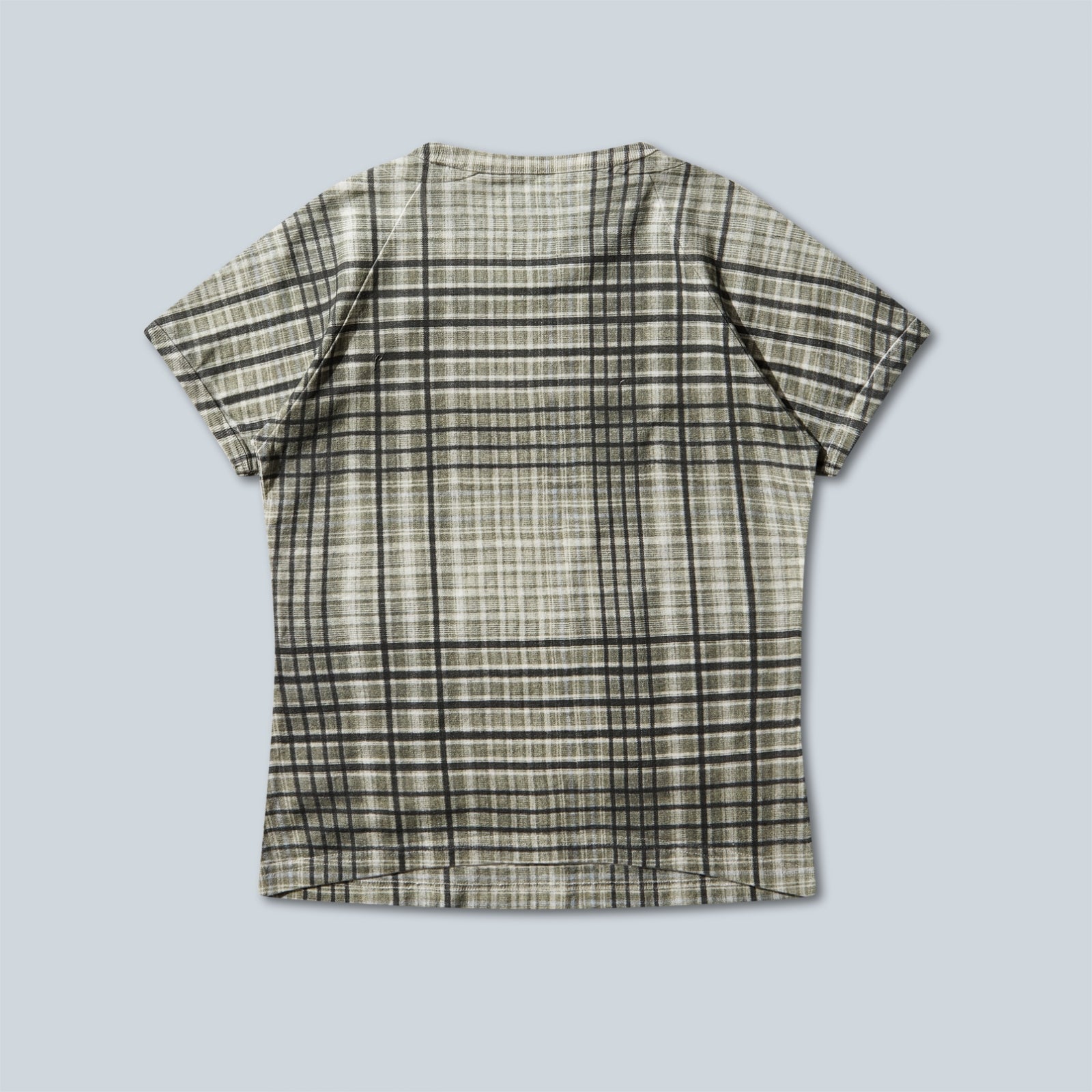 TABA PRINTED CHECK BABY TEE - SAGE GREEN