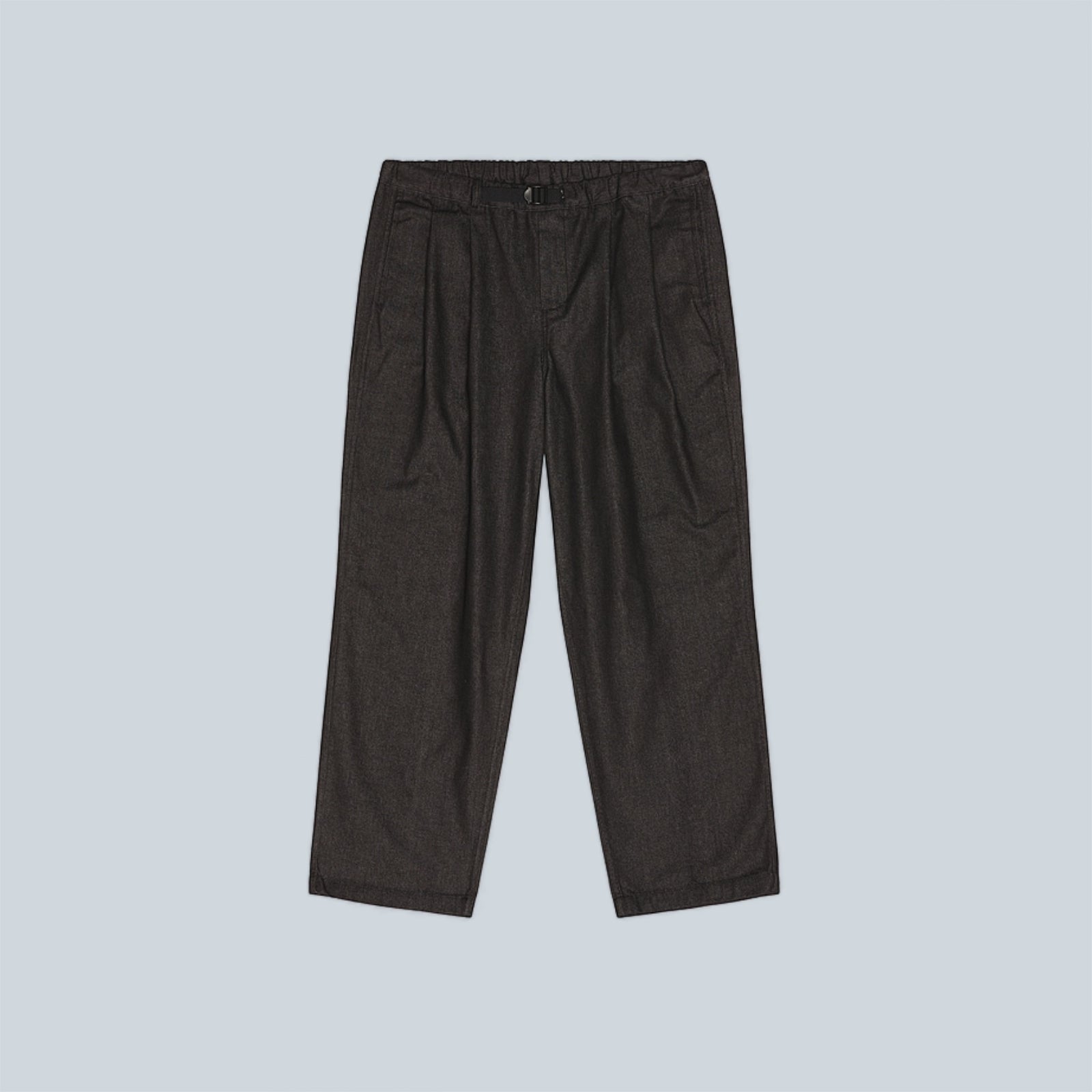 TWO TUCK WIDE DENIM PANTS - BLACK