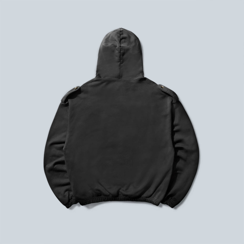 MEDAL MASKED HOODIE - STRONG WASH BLACK