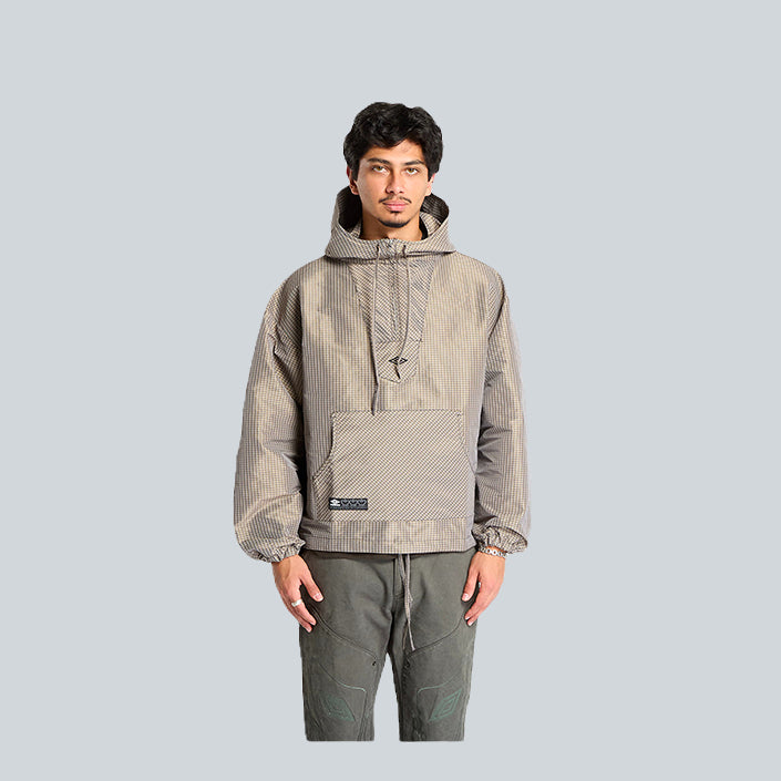 UMBRO MASKED CHECK ANORAK - BEIGE BLACK image 0