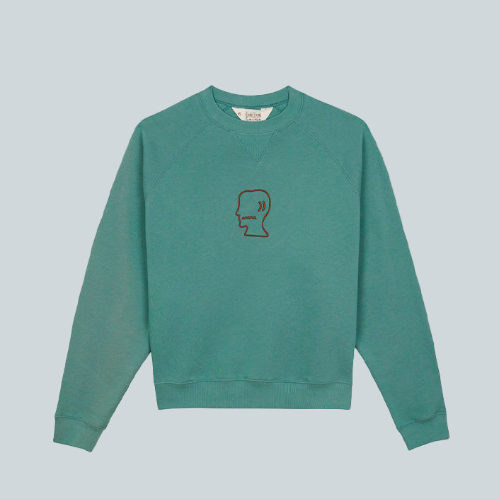 BRAIN DEAD LOGO HEAD RAGLAN CREWNECK - AVOCADO image 0