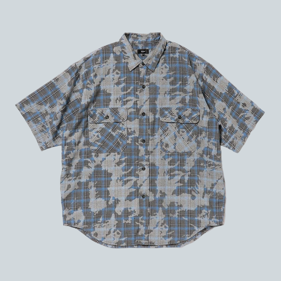 BEAMS BEAMS FADED WORK PLAID SHIRT - GREY image 0