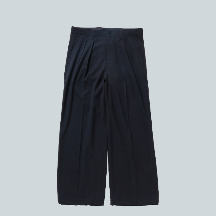 BEAMS WIDE SLACKS - NAVY image 0
