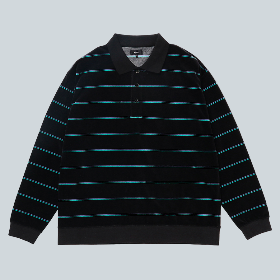 BEAMS VELOR BORDER POLO - BLACK image 0