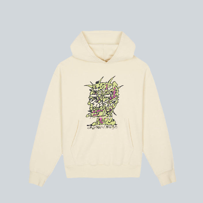 BRAIN DEAD SCRAMBLED HEAD HOODIE - NATURAL image 0