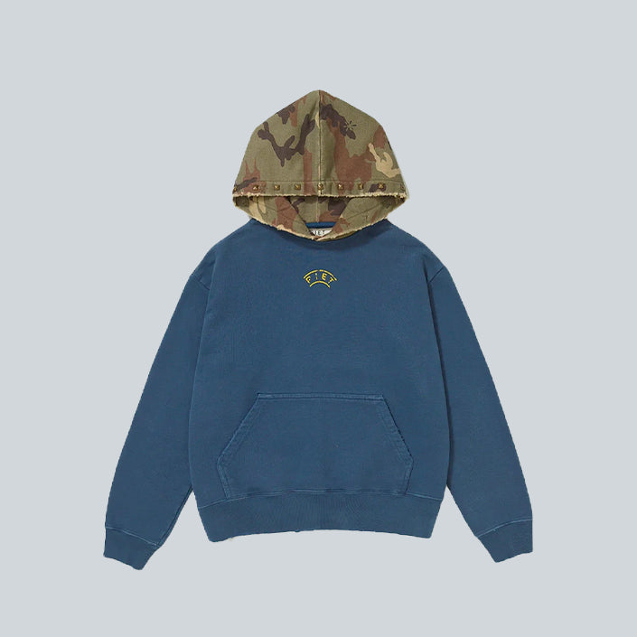 PIET DISTRESSED CAMO STUDDED HOODIE - NAVY image 0