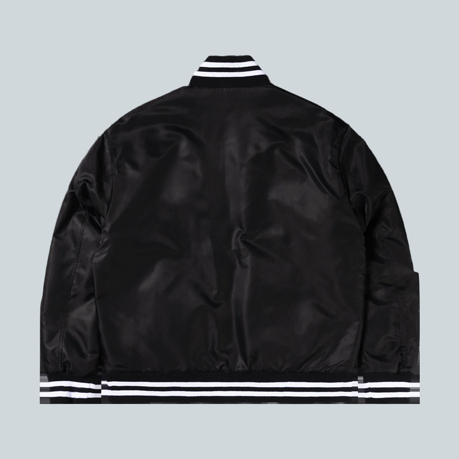NO PROBLEMO NYP NYLON VARSITY JACKET - BLACK image 1