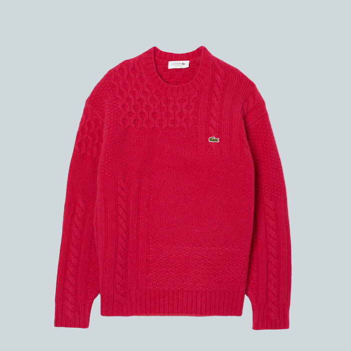 LACOSTE PULL RELAXED FIT LAINE EFFET PATCHWORK image 0