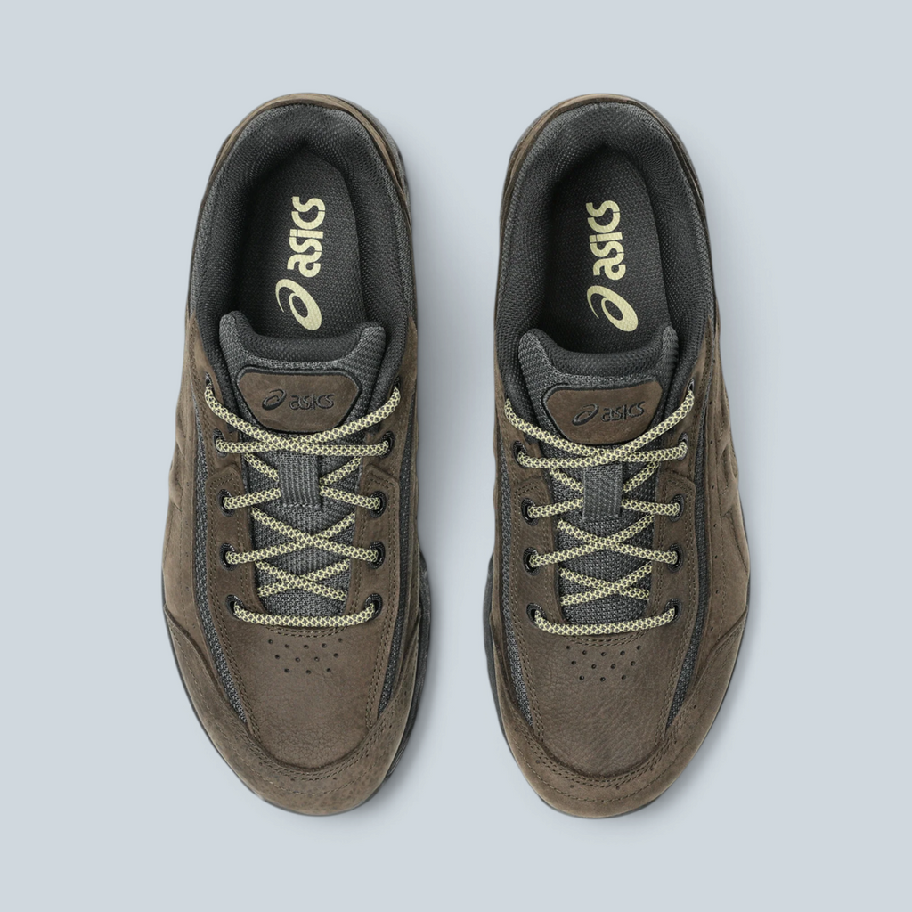 Chaussures de randonnée Saison ASICS GEL TRANSCEND FJ en cuir perforé marron et gris avec lacets texturés