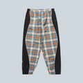 Pantalon de survêtement Saison Awake NY à carreaux bleus et marron avec empiècements noirs et passepoils contrastés