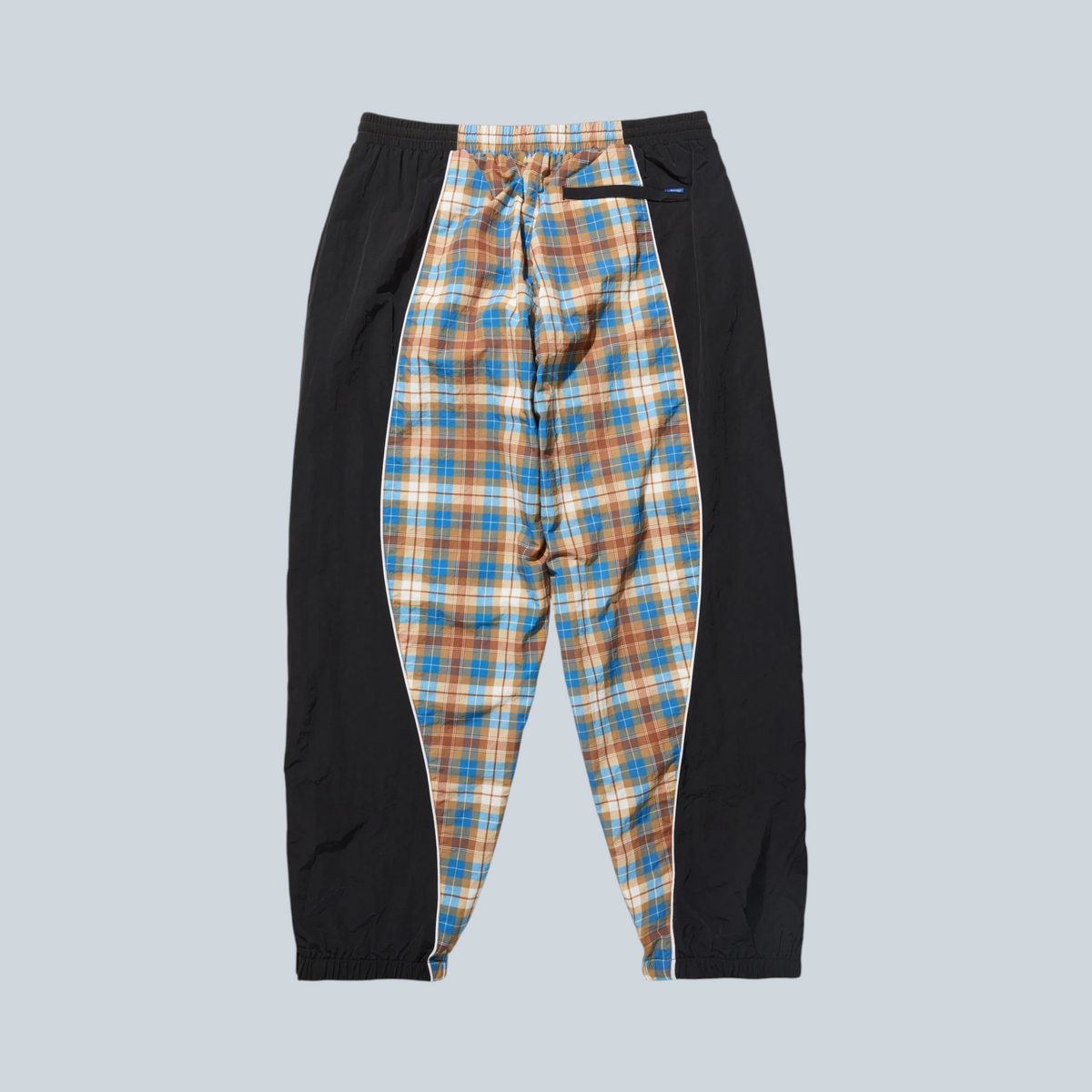 Pantalon de survêtement Saison Awake NY à motif tartan bleu et marron avec empiècements noirs et passepoil contrasté