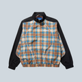 Veste de survêtement Saison Awake NY à carreaux bleus et marron avec empiècements noirs et passepoils contrastés