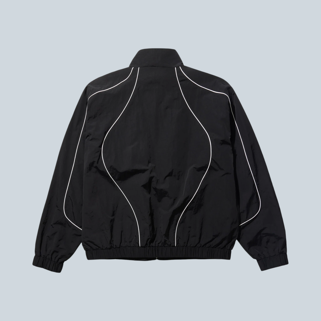 Veste de survêtement noire Saison Awake NY avec empiècements incurvés et passepoil contrastant blanc au dos