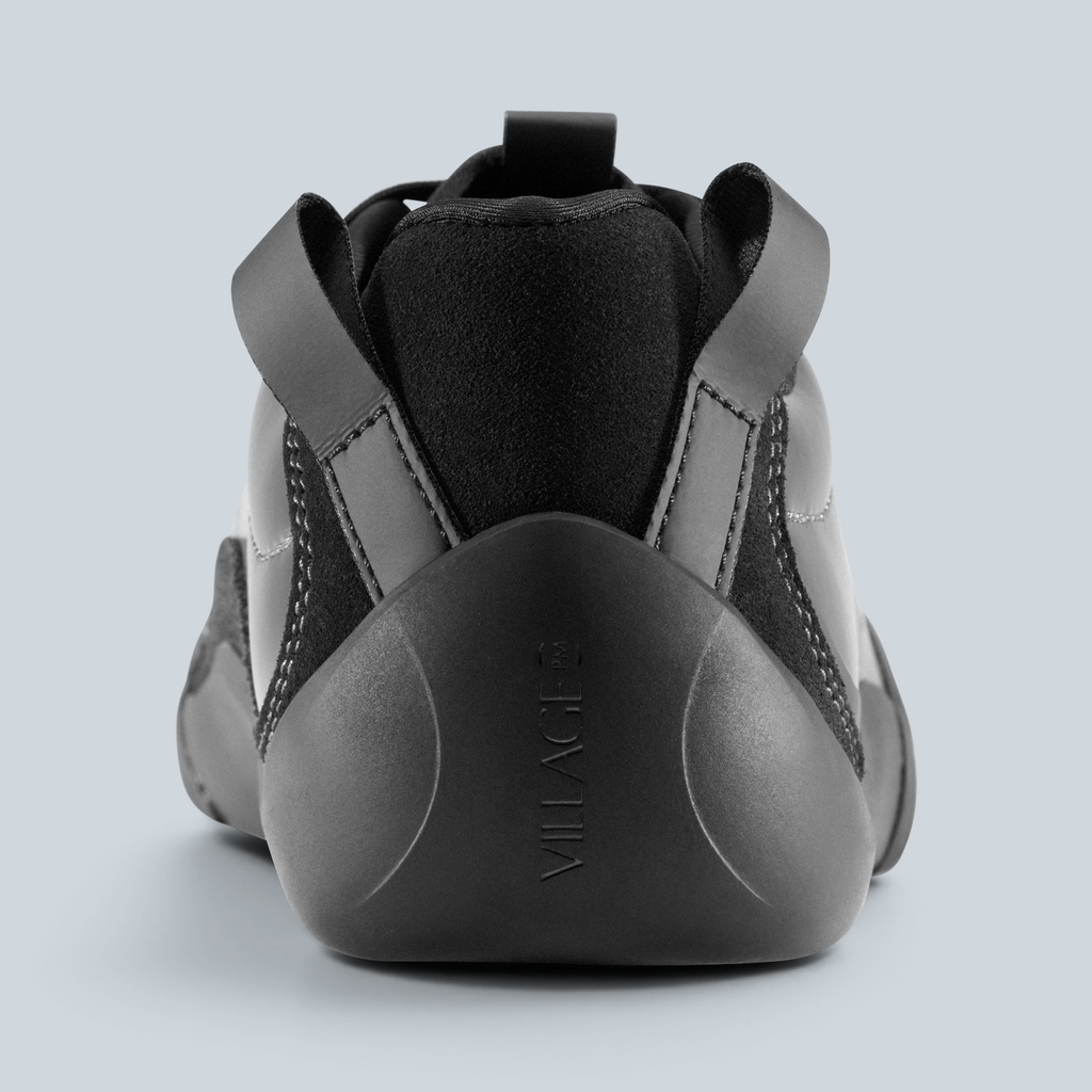 Vue arrière de la basket basse Saison 2PM en cuir synthétique anthracite avec renfort de talon noir