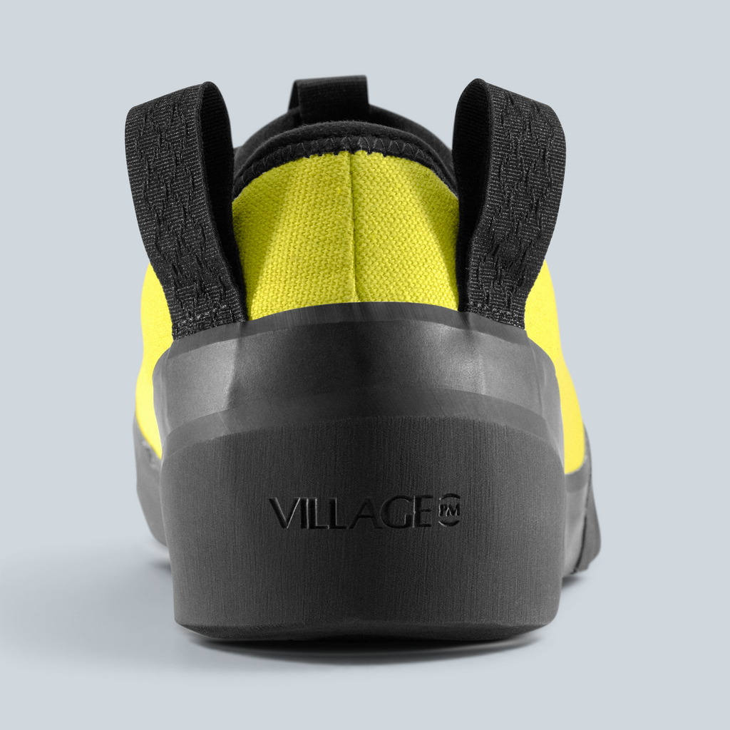 Vue arrière de la basket basse Saison 1PM en cuir lime et toile avec semelle noire Natural Black