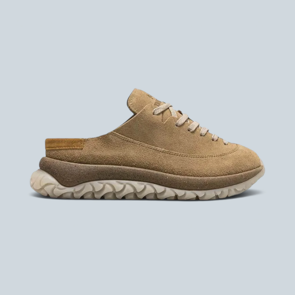 Mule à lacets Saison Birkenstock Uerzell 1774 en daim couleur cuoio avec semelle intermédiaire en liège et gomme