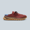 Mule à lacets Saison Birkenstock Uerzell 1774 en daim rouge vin avec semelle intermédiaire en liège et gomme