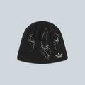 Bonnet Saison Ember noir en maille avec détails en strass et logo trèfle argenté