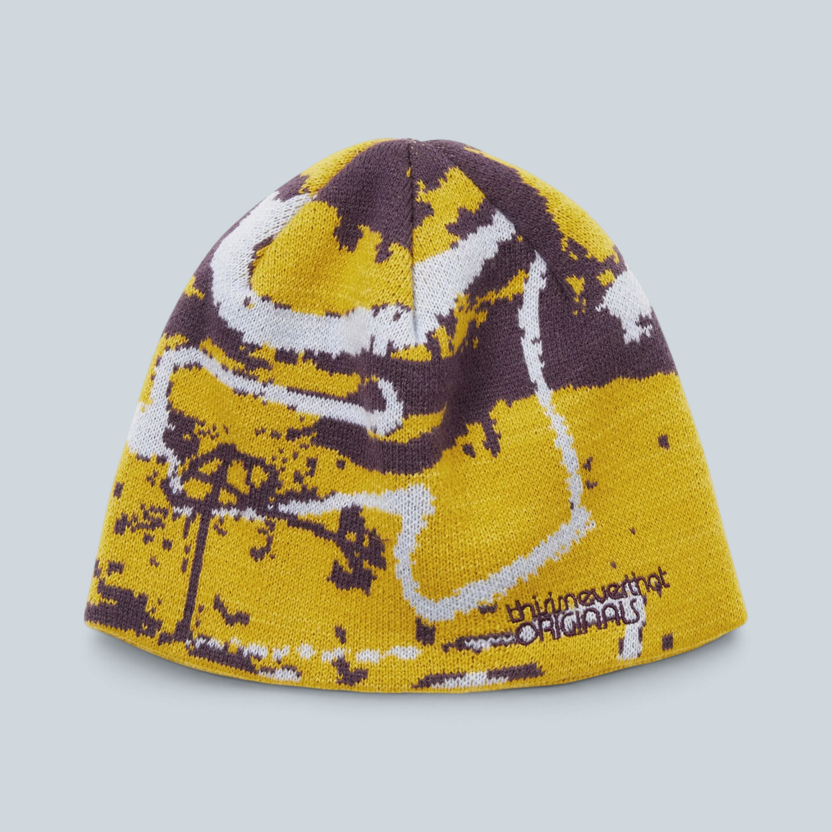 Bonnet sans revers Saison thisisneverthat en maille acrylique jaune avec logo jacquard contrasté