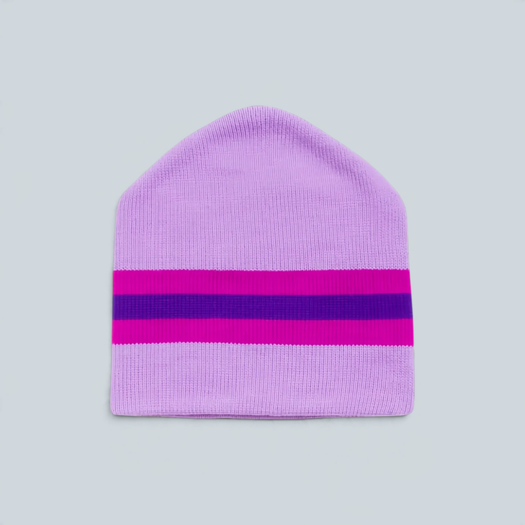 Bonnet Stüssy Stripe Ski violet en acrylique avec des rayures contrastées rose et violet foncé