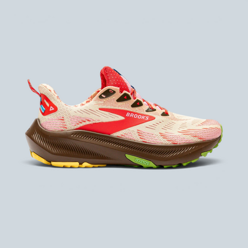 Chaussures de trail Saison Brooks x Alex Zono Ghost Trail en mesh technique rouge coquelicot et beige