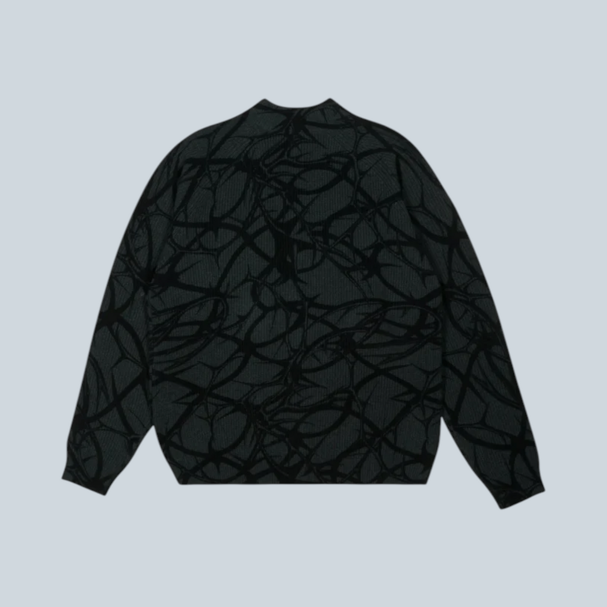Cardigan Saison en maille côtelée gris à fines rayures, vue arrière montrant le motif texturé