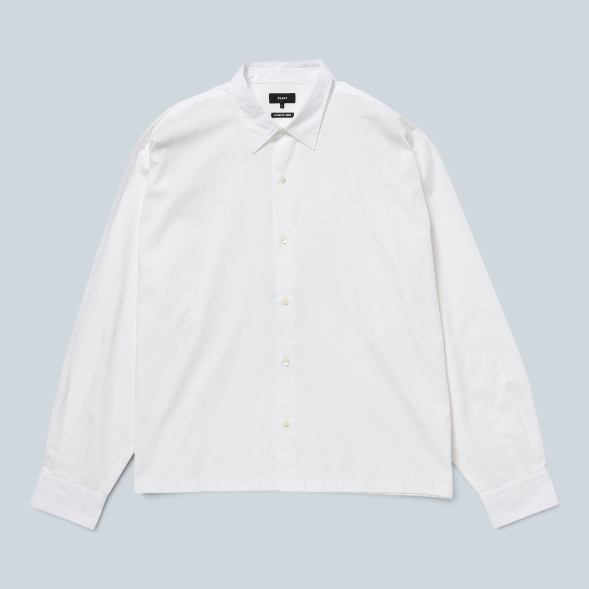 Chemise Saison Broad blanche en popeline de coton japonais à coupe ample et col classique