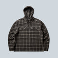 Chemise à capuche Saison à carreaux anthracite en mélange de laine avec fermeture boutonnée