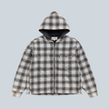 Chemise à carreaux zippée à capuche Saison Stüssy en coloris charbon avec poches poitrine