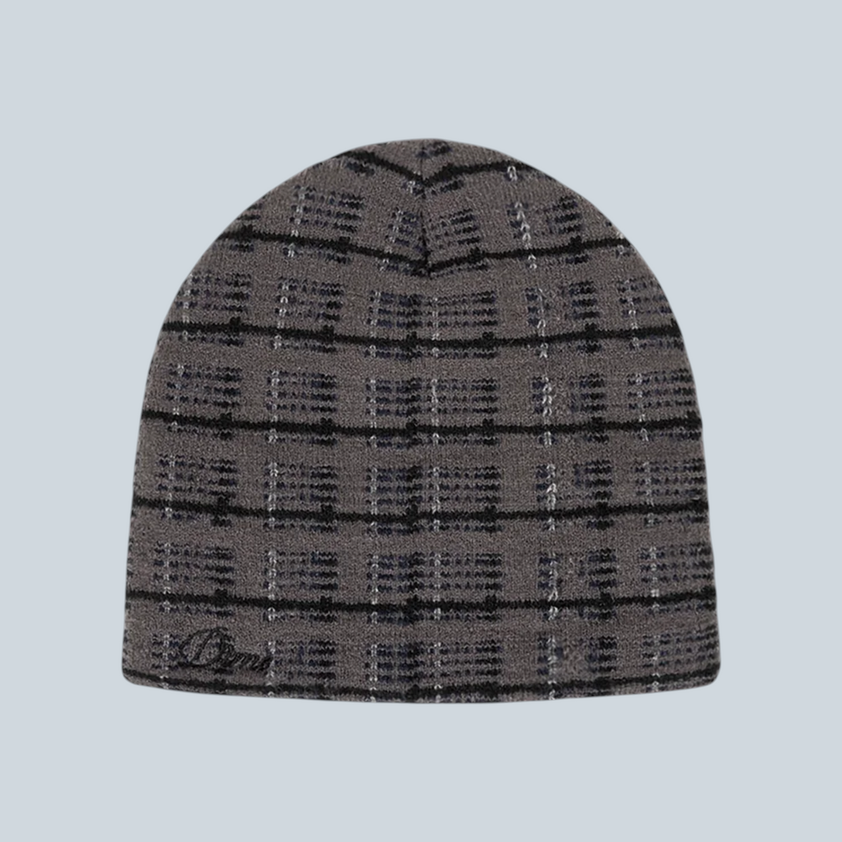 Bonnet Saison Dime Super Plaid Skully en tricot gris anthracite à motif carreaux avec logo brodé