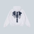 Sweat à capuche zippé Saison Dime Spinal gris chiné avec motif colonne vertébrale noir au dos en molleton mi-épais