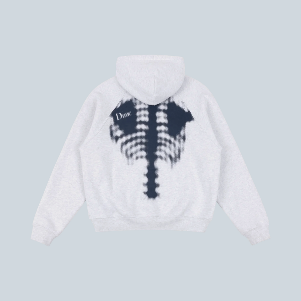 Sweat à capuche zippé Saison Dime Spinal gris chiné avec motif colonne vertébrale noir au dos en molleton mi-épais