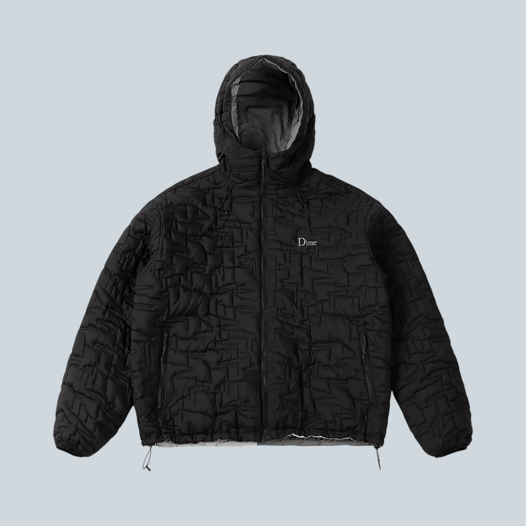 Veste isolante réversible Saison Dime noire avec fermeture éclair intégrale et capuche texturée
